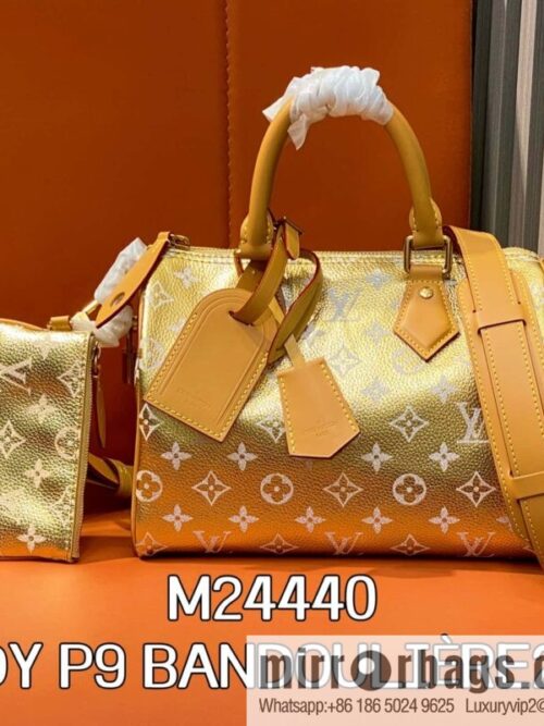 [Boutique‑grade] M24440 gold, full leather speedy pillow bag SPEEDY P9 BANDOULIZRE25 handbag