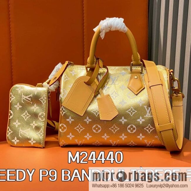 [Boutique‑grade] M24440 gold, full leather speedy pillow bag SPEEDY P9 BANDOULIZRE25 handbag