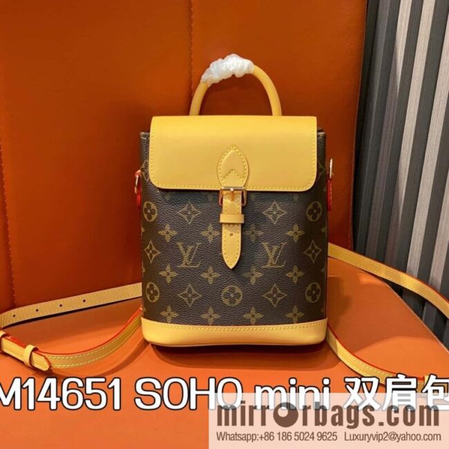 [Boutique‑grade] M14651 presbyopia yellow leather, mini backpack SOHO mini backpack