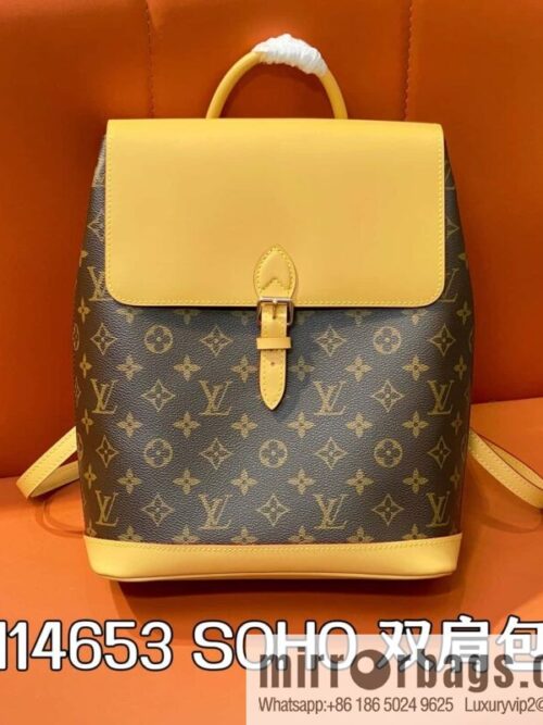 [Boutique‑grade] M14653 presbyopia yellow leather, backpack SOHO backpack