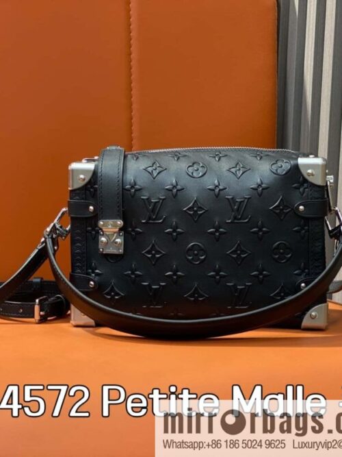 [Boutique‑grade] M14572 black full leather, soft box bag box Petite Malle handbag
