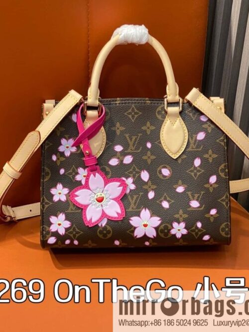 [Boutique‑grade] M13269 presbyopia, cherry blossom/Murakami Takashi, square bag OnTheGo small handbag