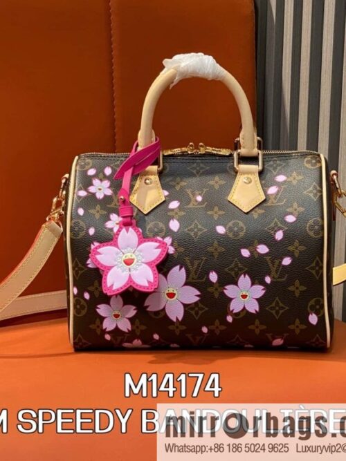 [Boutique‑grade] M14174 presbyopia, cherry blossom/Murakami Takashi, pillow bag speedy LV x TM SPEEDY BANDOULIIZRE 25 handbag