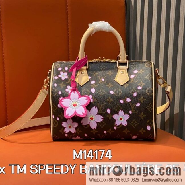 [Boutique‑grade] M14174 presbyopia, cherry blossom/Murakami Takashi, pillow bag speedy LV x TM SPEEDY BANDOULIIZRE 25 handbag