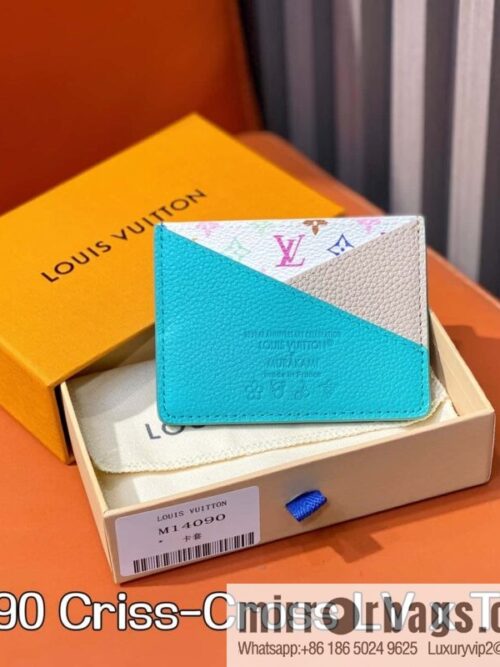 [Boutique‑grade] M14090 blue, card bag wallet Criss-Cross LV x TM card holder