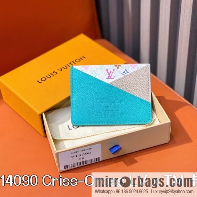 [Boutique‑grade] M14090 blue, card bag wallet Criss-Cross LV x TM card holder