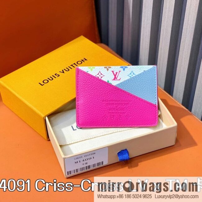 [Boutique‑grade] M14091 rose red, card bag wallet Criss-Cross LV x TM card holder