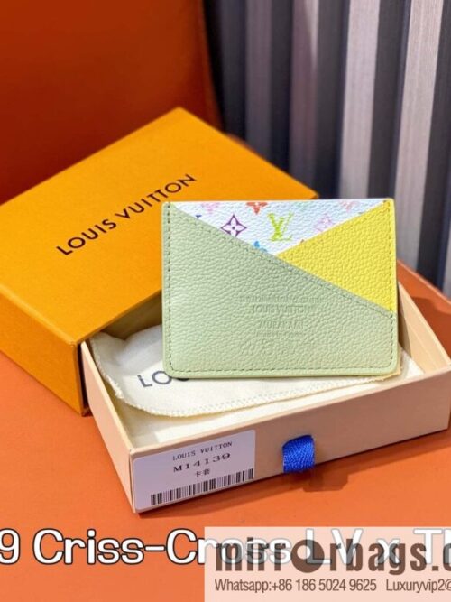 [Boutique‑grade] M14139 green, card bag wallet Criss-Cross LV x TM card holder