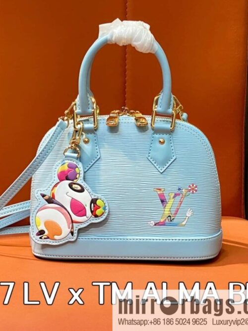 [Boutique‑grade] M14197 light blue, water ripple shell bag, the new LV x TM ALMA BB handbag of the season