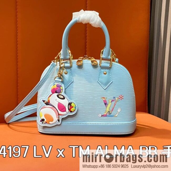 [Boutique‑grade] M14197 light blue, water ripple shell bag, the new LV x TM ALMA BB handbag of the season