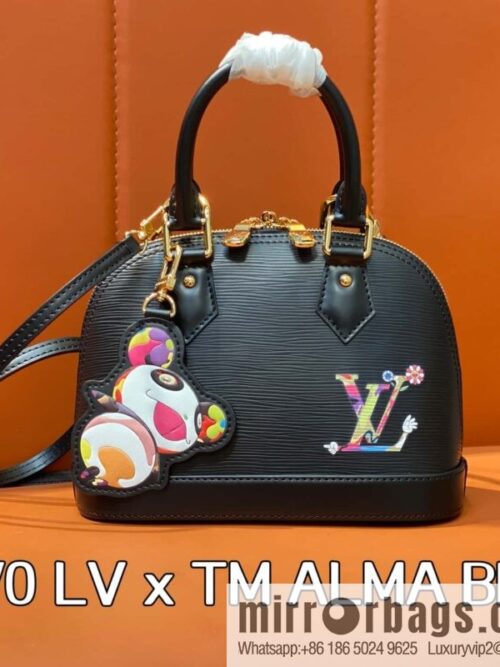 [Boutique‑grade] M13670 black, water ripple shell bag, the new LV x TM ALMA BB handbag of the season.