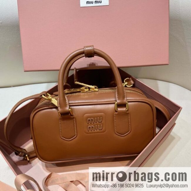 MIUMIU new bowling bag Softy Padded 🎳 caramel color