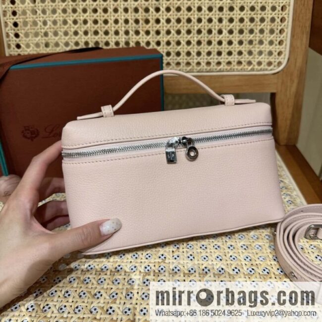 Loro Piana 2nd Generation Extra Pocket L19 Clutch Bag FAN4046 Marble Powder Silver Buckle