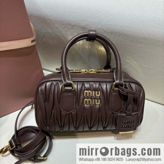 Sheepskin Textured Retro Rectangle Bag | Leather Bowling Bag 5BB142 💕💕 Chocolate