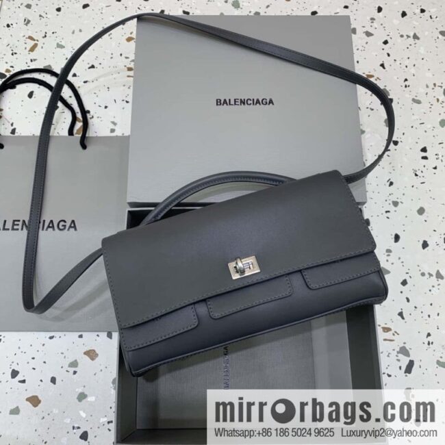 Balenciaga\'s new Bel Air Clutch clamshell clutch bag 843943 [dark gray]