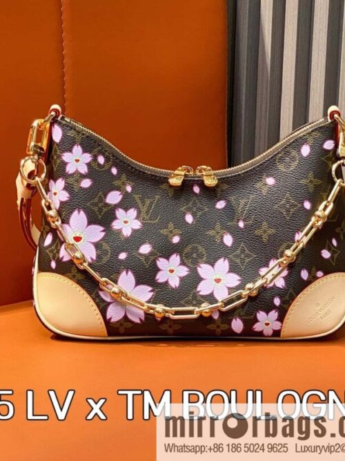 [Boutique‑grade] M13265 cherry blossom, silk screen croissant LV x TM BOULOGNE handbag