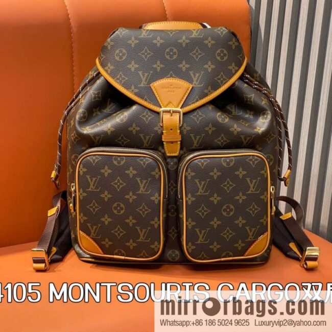 [Boutique‑grade] M14105 presbyopia, retro yellow leather backpack MONTSOURIS CARGO backpack