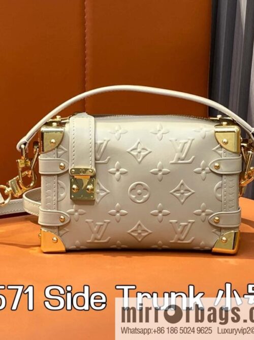 [Boutique‑grade] M14571 cream apricot, full leather soft box bag Side Trunk small handbag