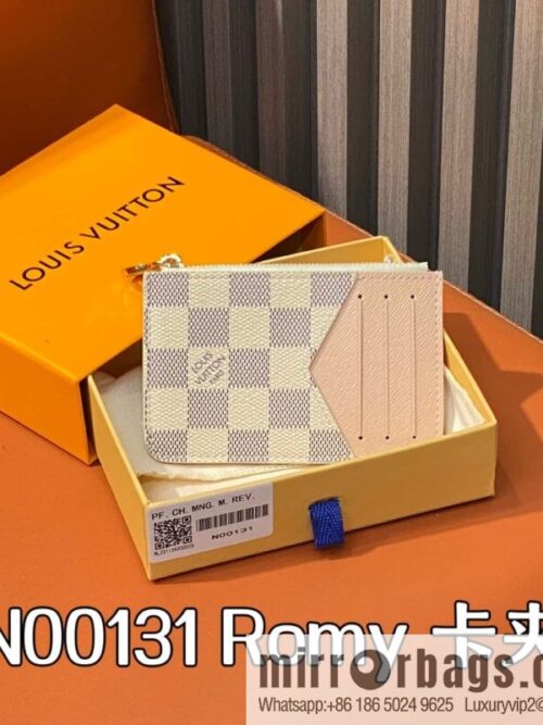[Boutique‑grade] N00131 white grid pink, card bag card clip wallet M81881 M83602 Romy card clip