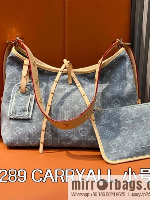 [Boutique‑grade] M13289 gray, denim shopping bag CARRYALL small handbag