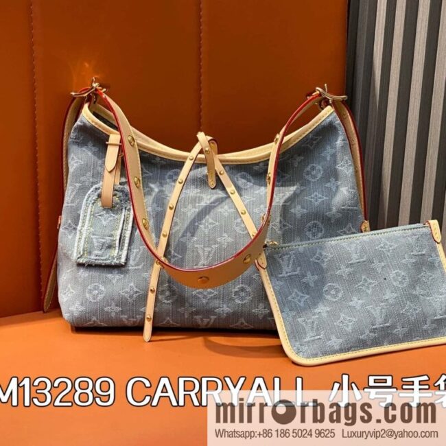 [Boutique‑grade] M13289 gray, denim shopping bag CARRYALL small handbag