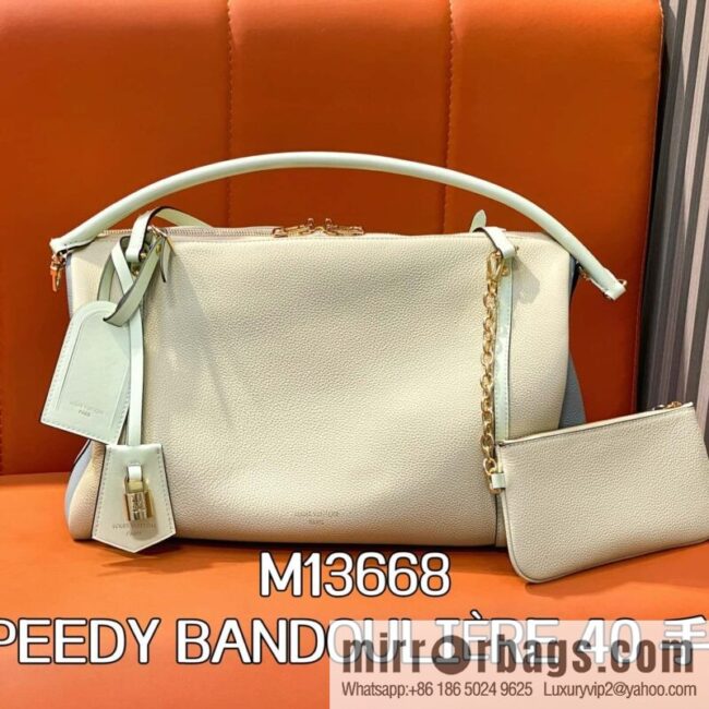 [Boutique‑grade] M13668 milkshake white, full leather speedy pillow bag SPEEDY BANDOULIZRE 40 handbag