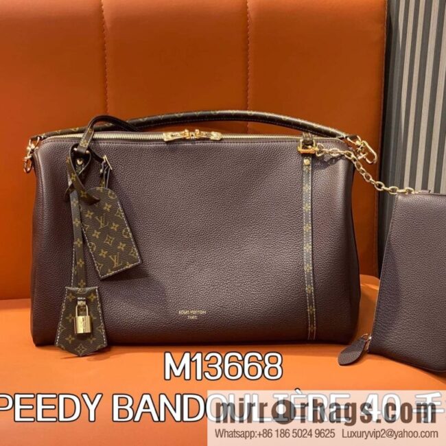 [Boutique‑grade] M13668 jujube red, full leather speedy pillow bag SPEEDY BANDOULIZRE 40 handbag