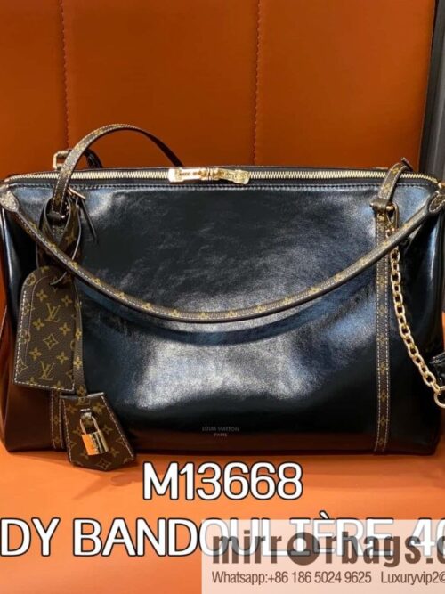 [Boutique‑grade] M13668 black oil wax leather, full leather speedy pillow bag SPEEDY BANDOULIZRE 40 handbag