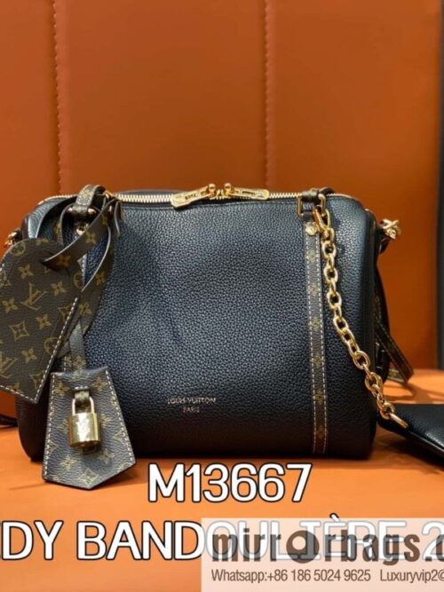 [Boutique‑grade] M13667 black, full leather speedy pillow bag SPEEDY BANDOULIZRE 25 handbag