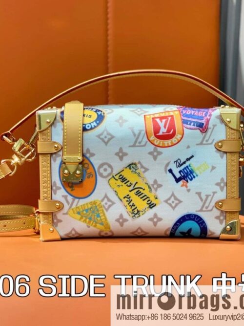 [Boutique‑grade] M14606 white flower, badge soft box, new SIDE TRUNK medium handbag of the season