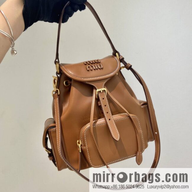 MIUMIU new backpack 5BZ043 small multi-function, caramel color