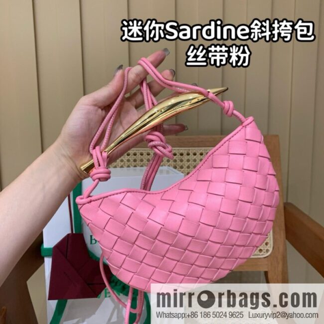 BV Mini Sardine Crossbody Bag 744267 Ribbon Powder