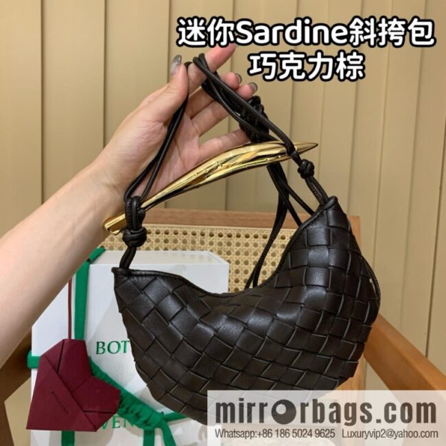 BV Mini Sardine Crossbody Bag 744267 Chocolate Brown