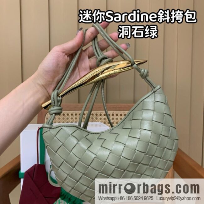 BV Mini Sardine Crossbody Bag 744267 Travertine Green