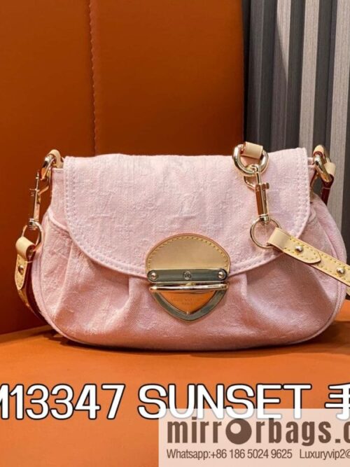 [Boutique‑grade] M13347 pink, denim underarm bag, shoulder bag, SUNSET handbag.