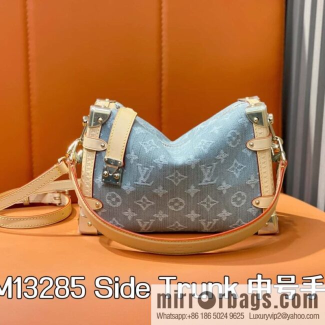 [Boutique‑grade] M13285 new gray, denim soft box Side Trunk medium handbag