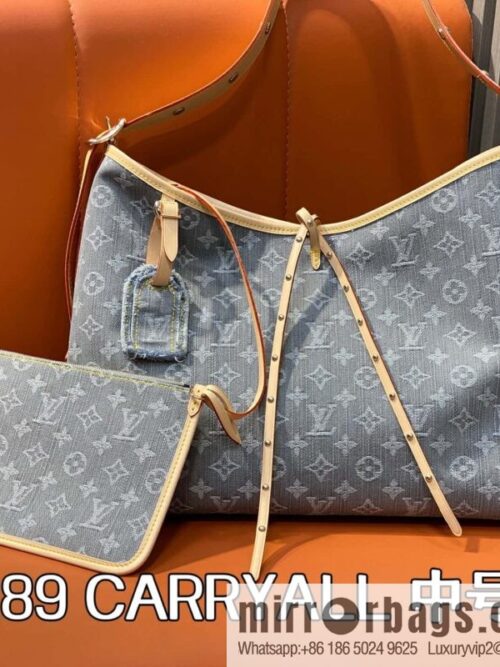 [Boutique‑grade] M13289 gray, denim shopping bag CARRYALL medium handbag
