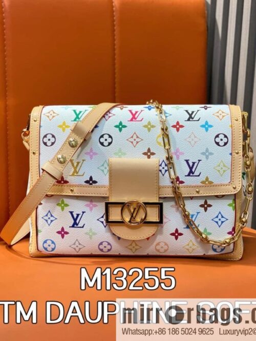 [Boutique‑grade] M13255 white color, chain bag large Daphne LV X TM DAUPHINE SOFT handbag