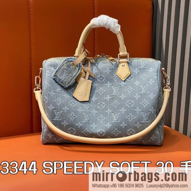 [Boutique‑grade] M13344 gray, denim speedy pillow bag SPEEDY SOFT 30 handbag