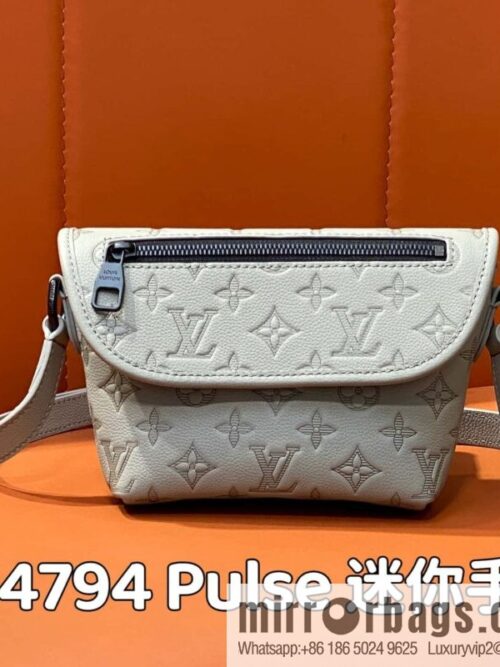 [Boutique‑grade] M14794 gray, full leather embossed men\'s bag messenger bag Pulse mini handbag
