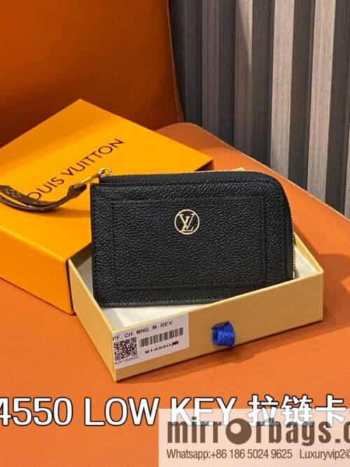 [Boutique‑grade] M14550 black, full leather card bag change bag, the new LOW KEY zipper card clip of the season M14551 brown
