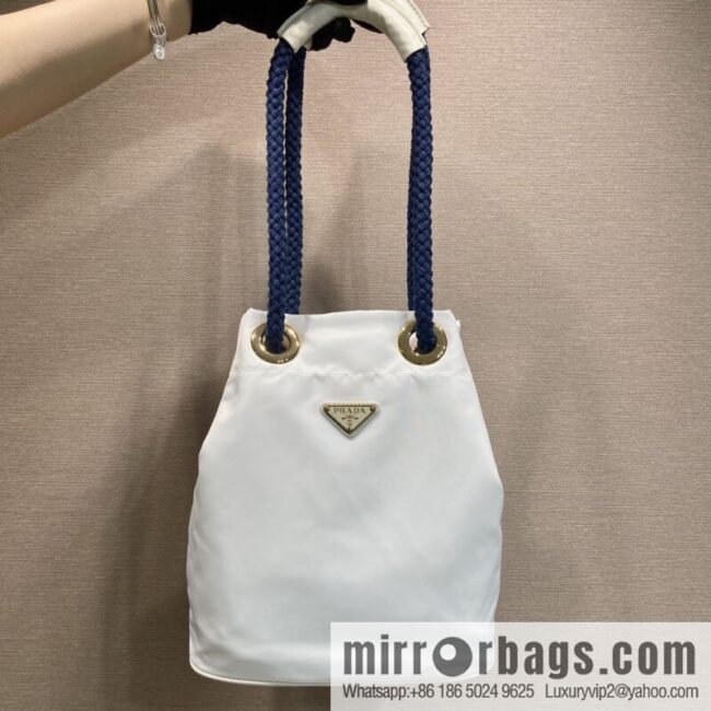 Prada new bucket bag 1BE082 catwalk model, white.