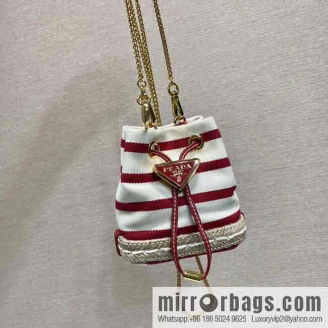 PRADA 🎉 Mini Bucket 🎉 1NR016 Stripe 🎉🎉 Red Stripe