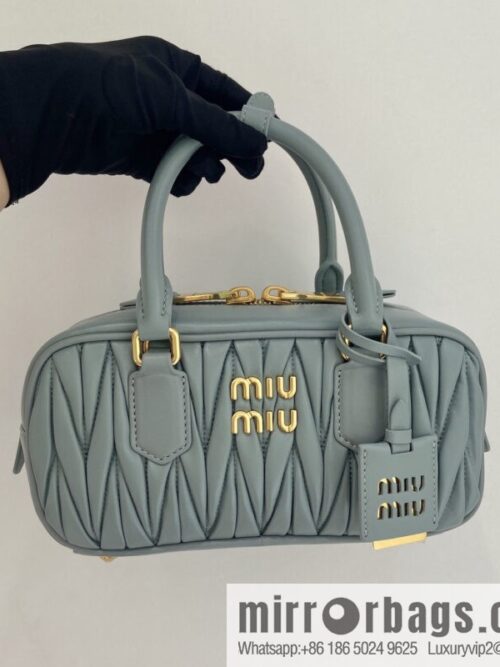 wsxc1749655745716_0_jpg-800x8002k23xhmyp245695_20250625032536.jpg MIUMIU Sheepskin Textured Retro Rectangle Bag | Leather Bowling Bag 5BB142 Haze Blue