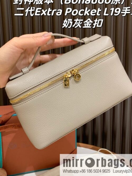 wsxc1750088570242_0_jpg-800x800rmpvfxhowgr4530_20250625031421.jpg Loro Piana 2nd Generation Extra Pocket L19 Clutch Bag FAN4046 Milk Grey Gold Buckle