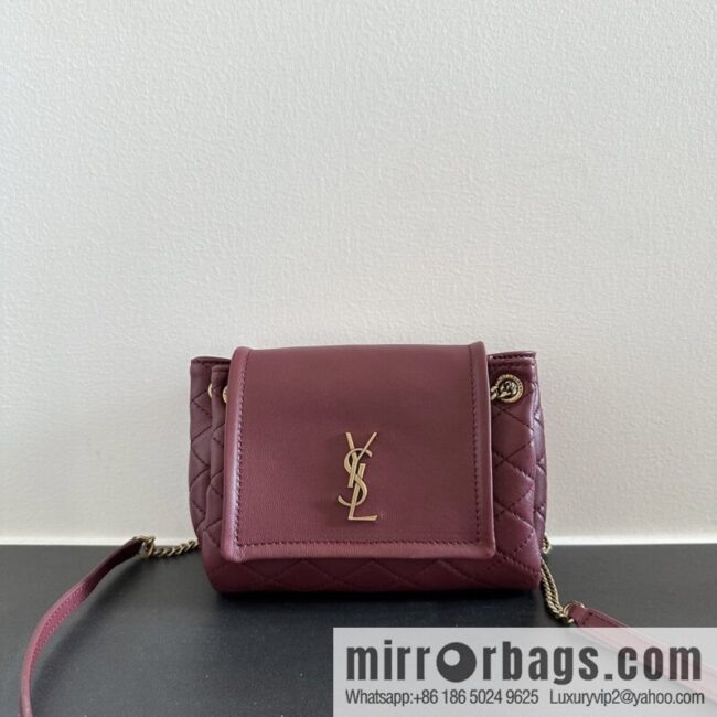 YSL 𝙈𝙊𝙉𝙊𝙂𝙍𝘼𝙈 𝙉𝙊𝙇𝙄𝙏𝘼 sheep leather mini handbag 672738 burgundy