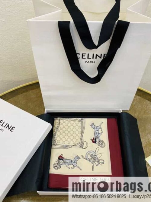 CELINE The essence of Celine Arc de Triomphe logo silk square scarf