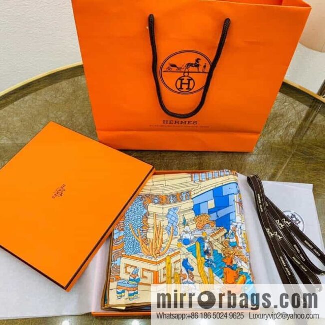 Hermes \"Feather Pegasus Legend\" 100% silk scarf