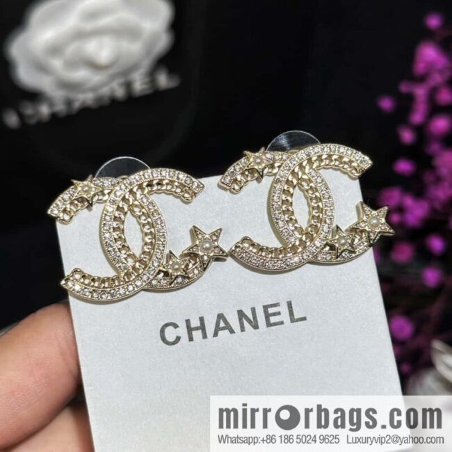 ❗️New ❗️☀️ new ☑️ chanel c2 double c hollow star ⭐ pentagram earrings ☀️