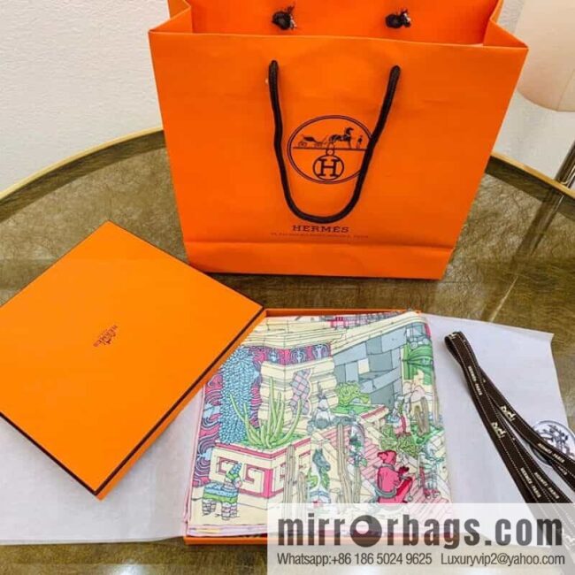 Hermes \"Feather Pegasus Legend\" 100% silk scarf